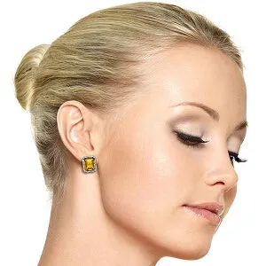 10.8 Carat 14K Solid White Gold Disco Nights Citrine Diamond Earrings