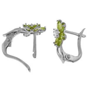 1.1 Carat 14K Solid White Gold Vertigo Peridot Diamond Earrings