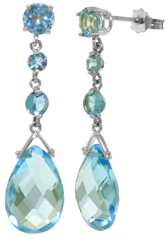 13.2 Carat 14K Solid Yellow Gold Bold View Blue Topaz Earrings