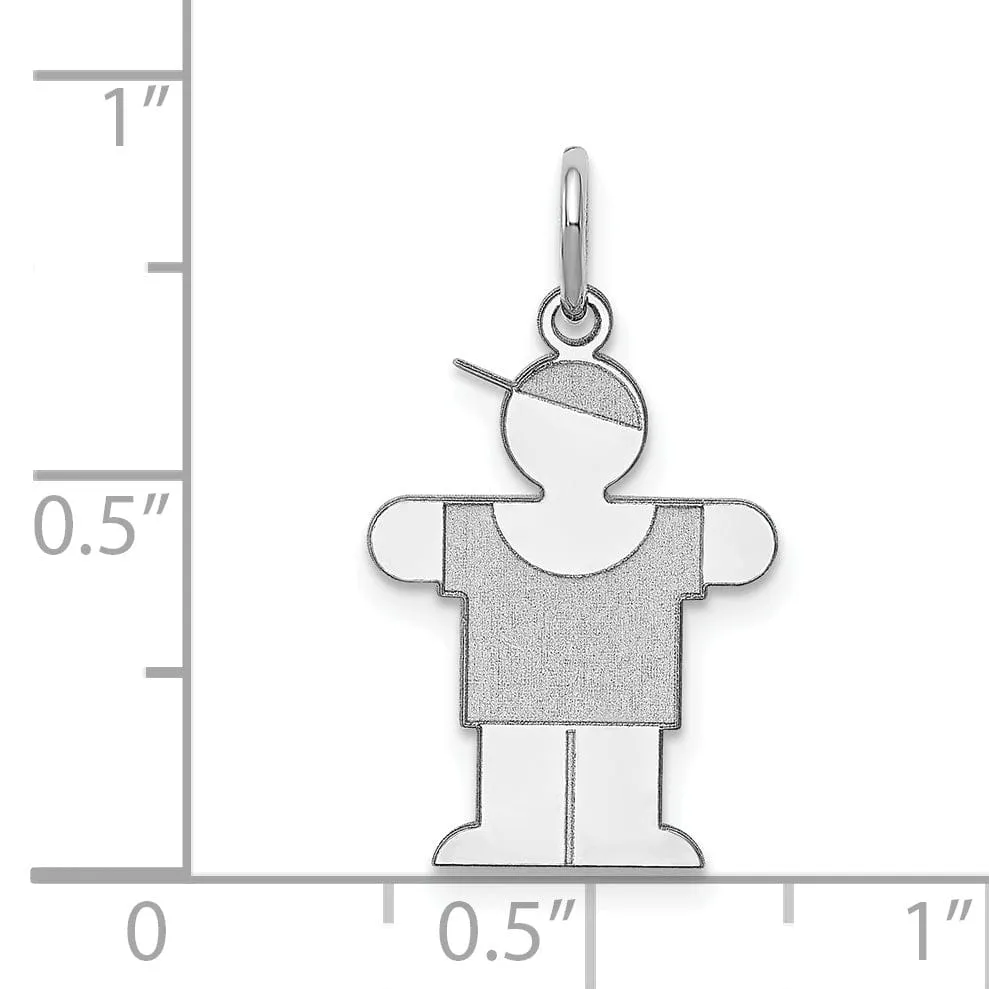 14k White Gold Boy With Hat Hugs Charm