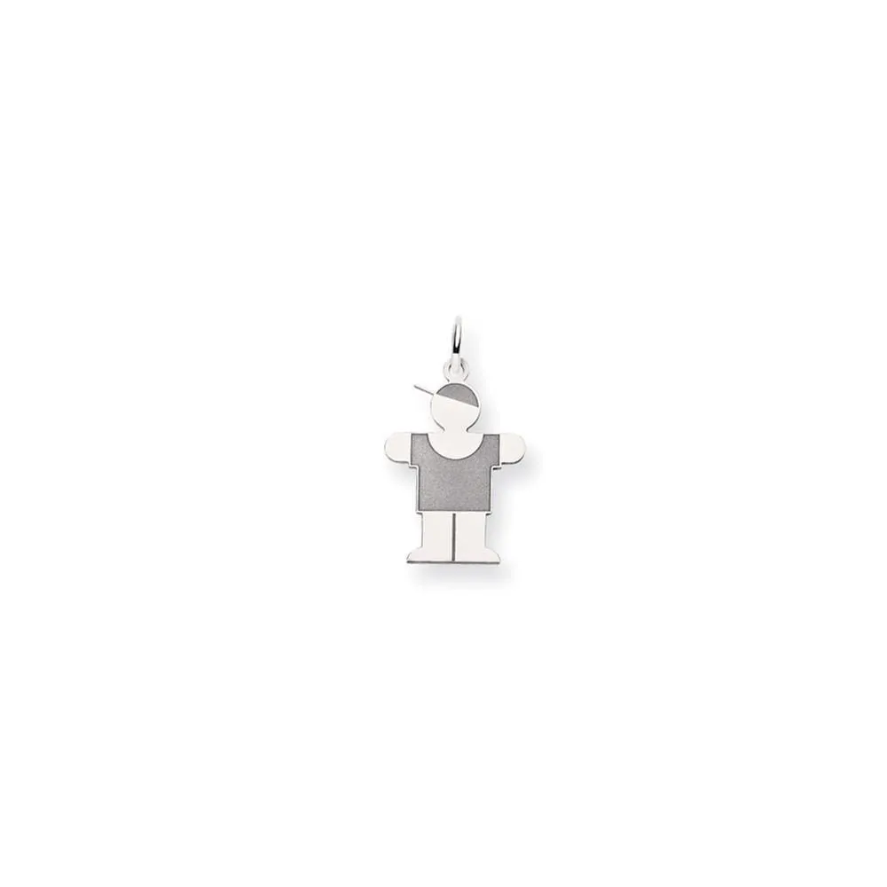 14k White Gold Boy With Hat Hugs Charm