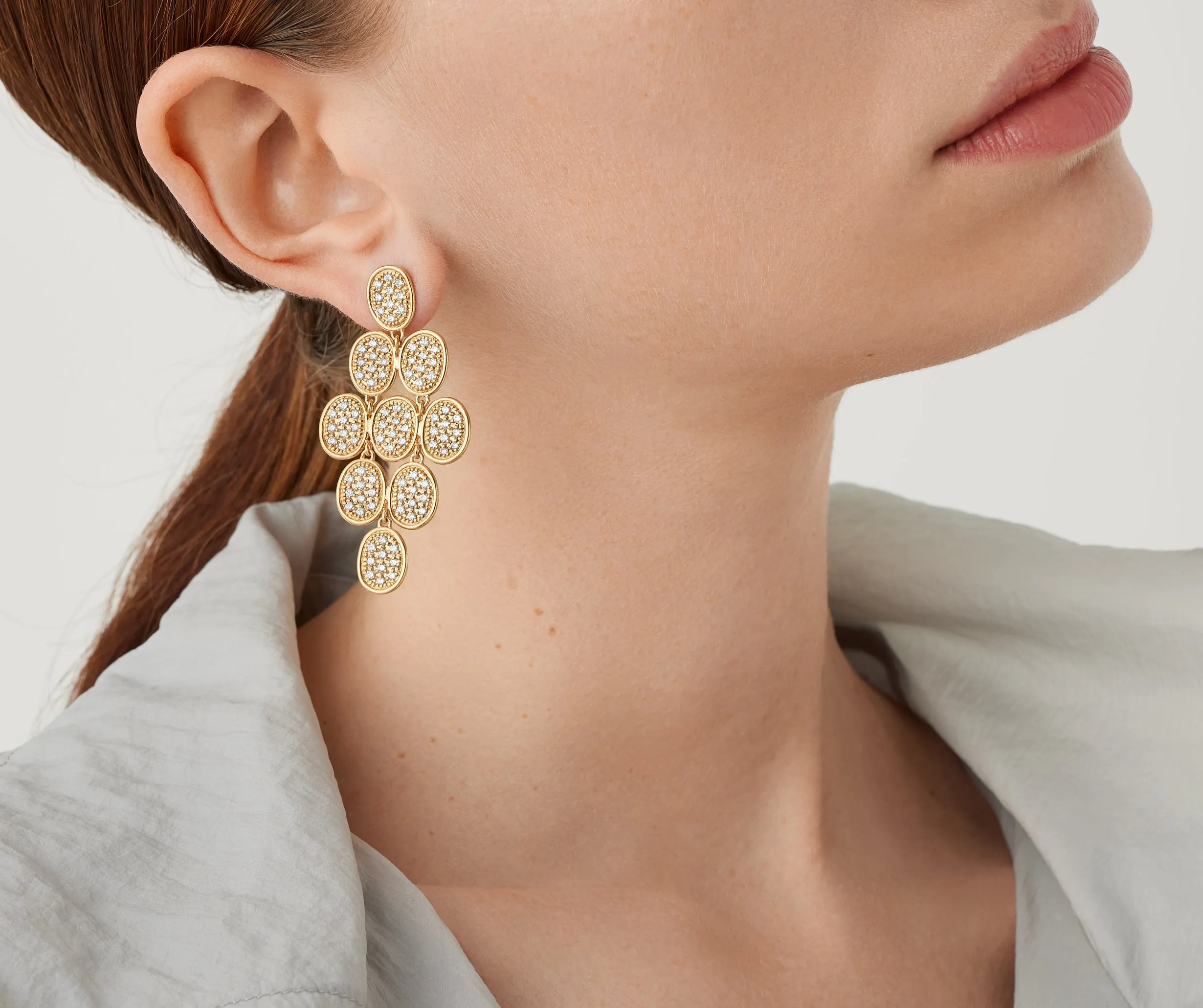 18K Yellow Gold Diamond Pavé Statement Earrings