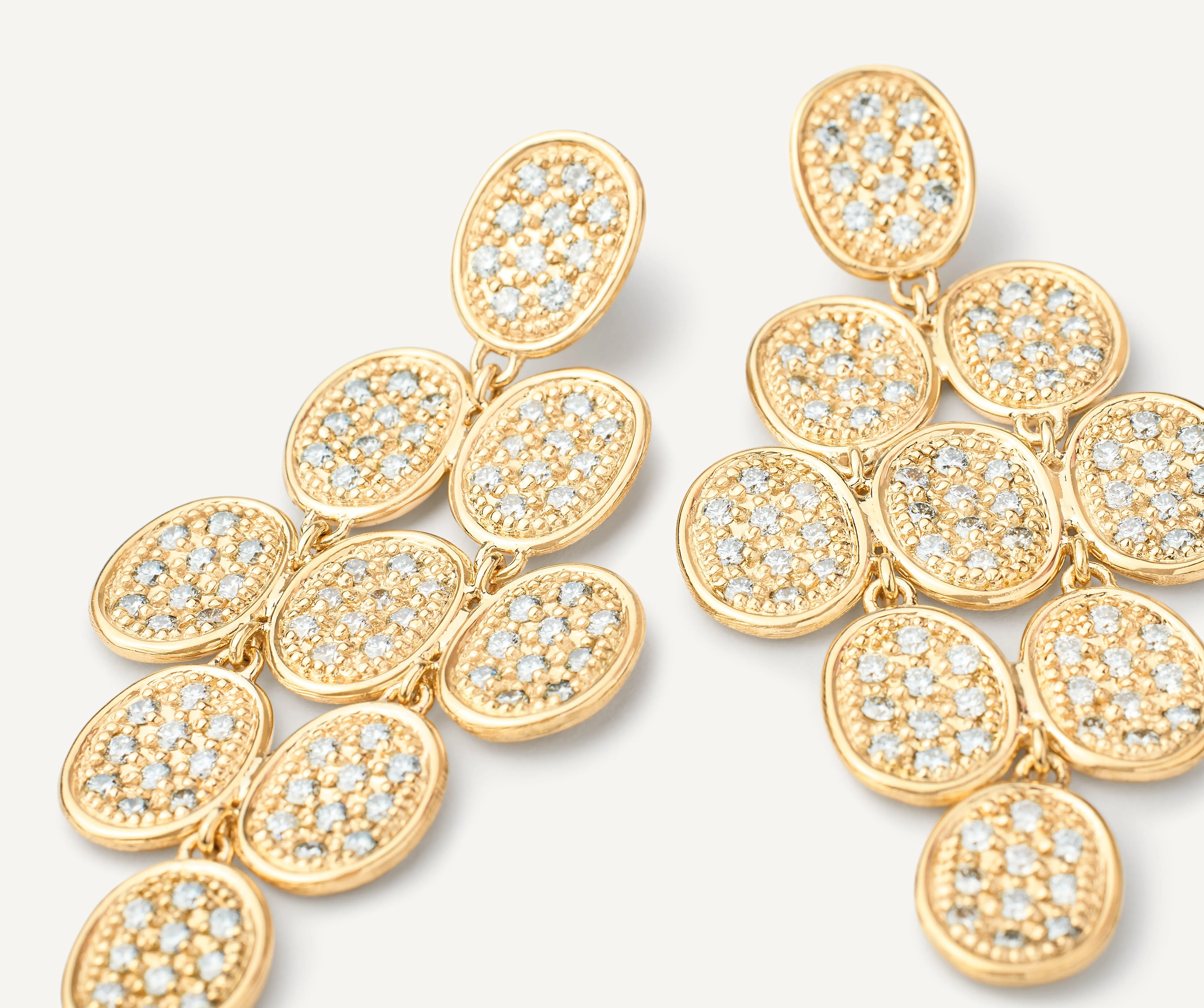 18K Yellow Gold Diamond Pavé Statement Earrings