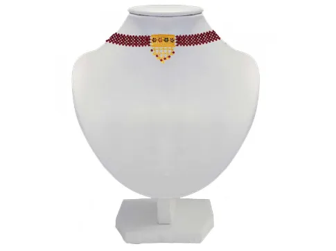 22k Choker Necklace With Maroon Beads And Meenakari Work