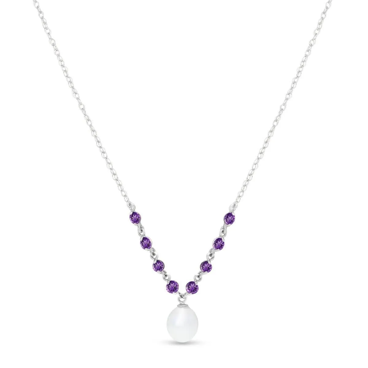 5 Carat 14K Solid White Gold Necklace Natural Tanzanite Pearl