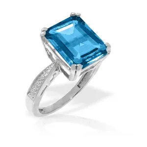 7.62 Carat 14K Solid White Gold Ring Natural Diamond Blue Topaz