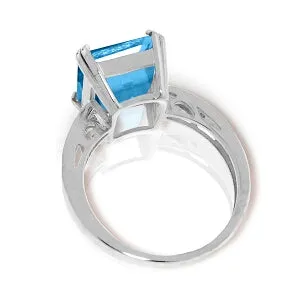 7.62 Carat 14K Solid White Gold Ring Natural Diamond Blue Topaz
