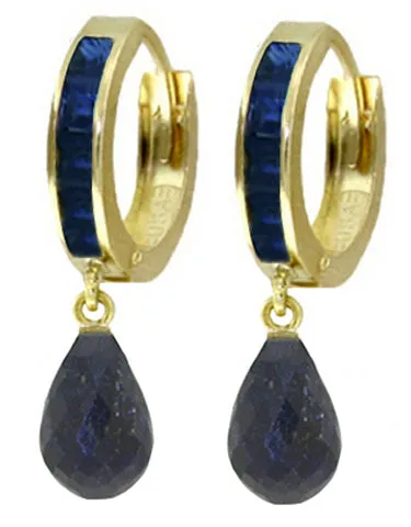 7.8 Carat 14K Solid White Gold Hoop Earrings Dangling Sapphire