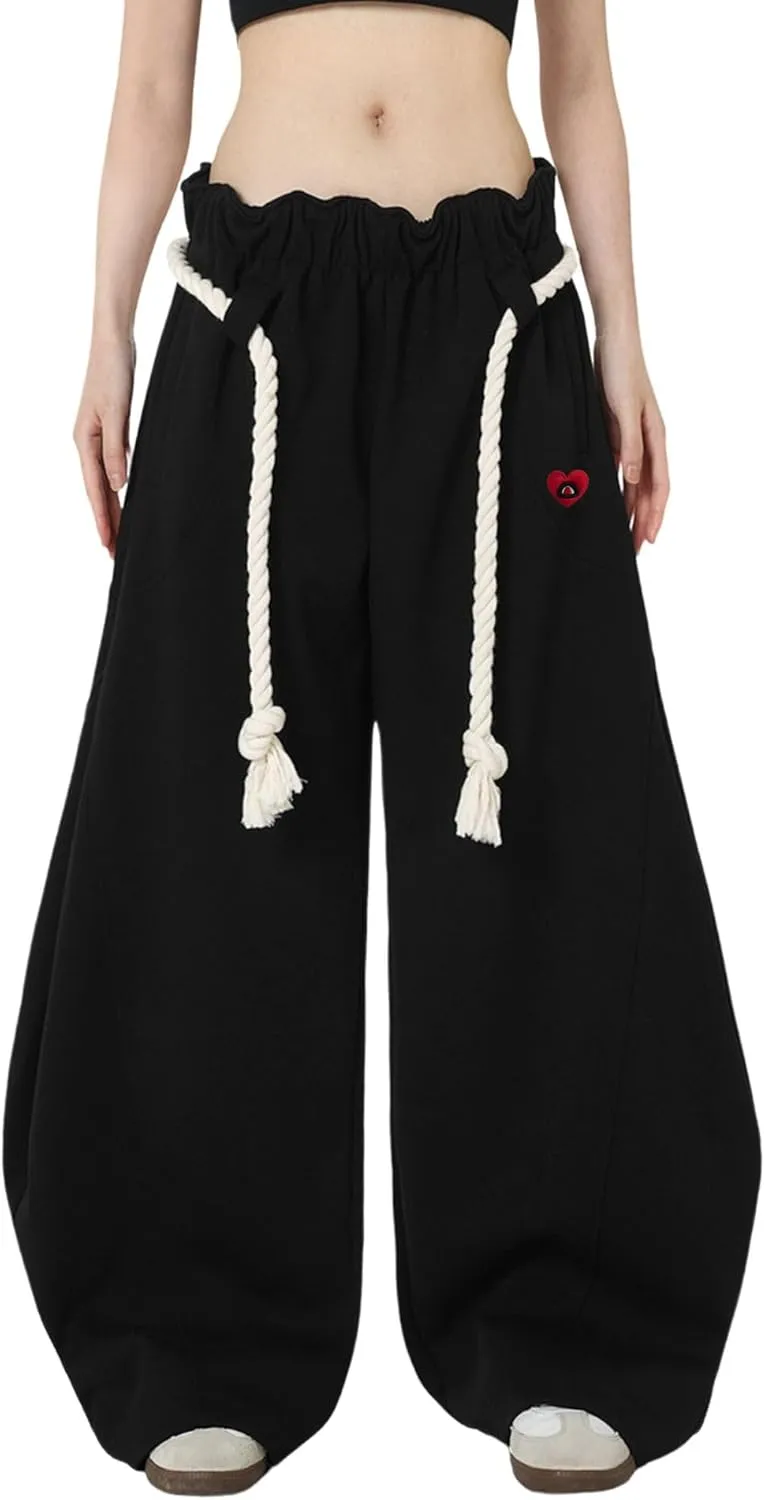 Aelfric Eden Baggy Wide Leg Pants for Women Casual Elastic Waist Lantern Trouser Sweatpants