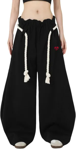 Aelfric Eden Baggy Wide Leg Pants for Women Casual Elastic Waist Lantern Trouser Sweatpants