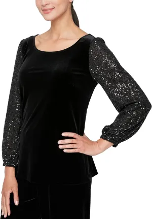 Alex Evenings Women's Blouse with Embellished Ruched Waist
