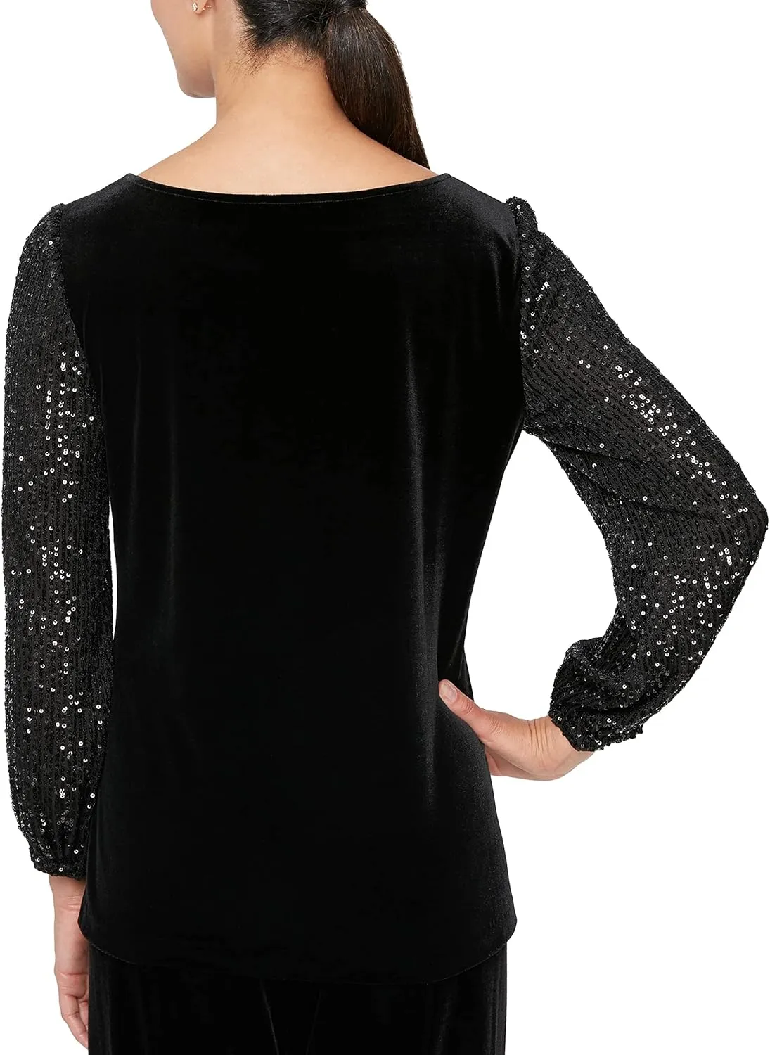 Alex Evenings Women's Blouse with Embellished Ruched Waist