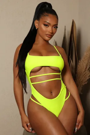 All Summer Long Strappy Swimsuit - Neon Yellow