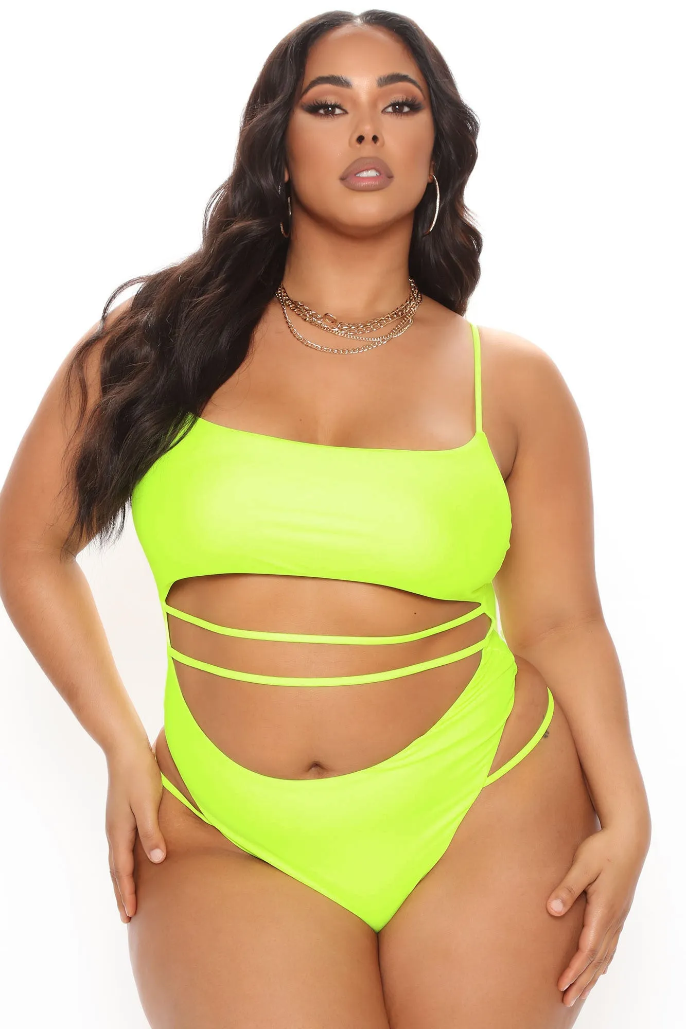All Summer Long Strappy Swimsuit - Neon Yellow