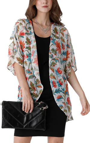 Ambesonne Women's Kimono Sheer Chiffon Cardigan