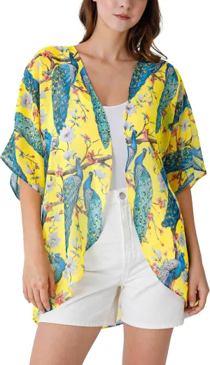 Ambesonne Women's Kimono Sheer Chiffon Cardigan