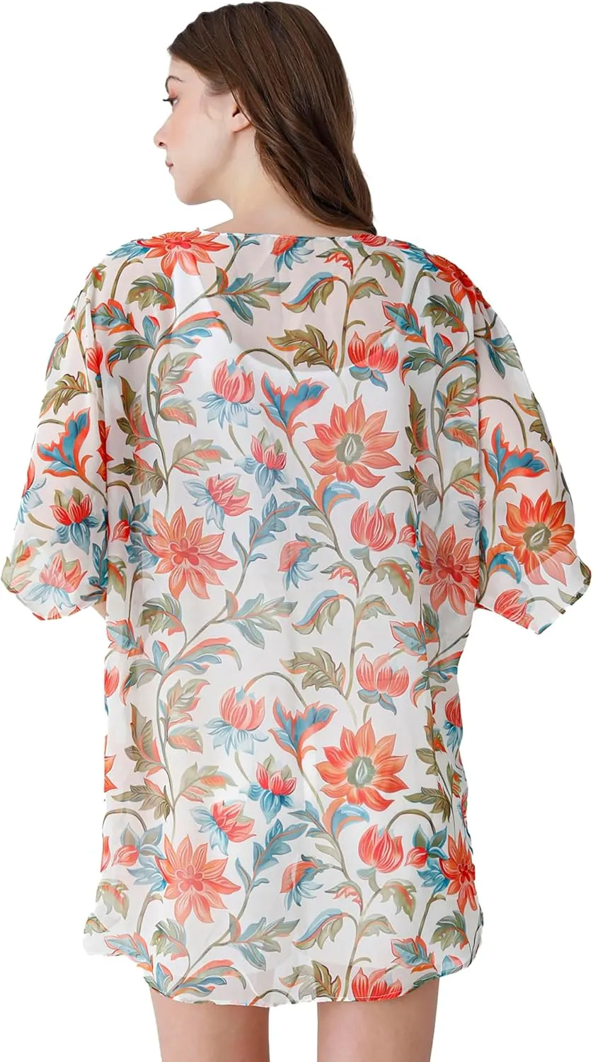 Ambesonne Women's Kimono Sheer Chiffon Cardigan