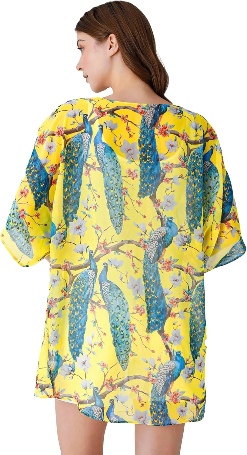 Ambesonne Women's Kimono Sheer Chiffon Cardigan