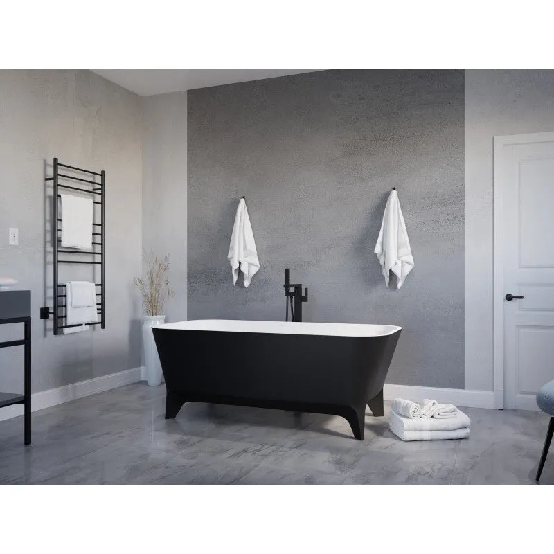 ANZZI Nightshade 63 in. Solid Surface Freestanding Bathtub in Matte Black