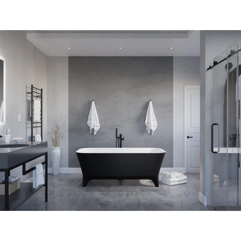 ANZZI Nightshade 63 in. Solid Surface Freestanding Bathtub in Matte Black