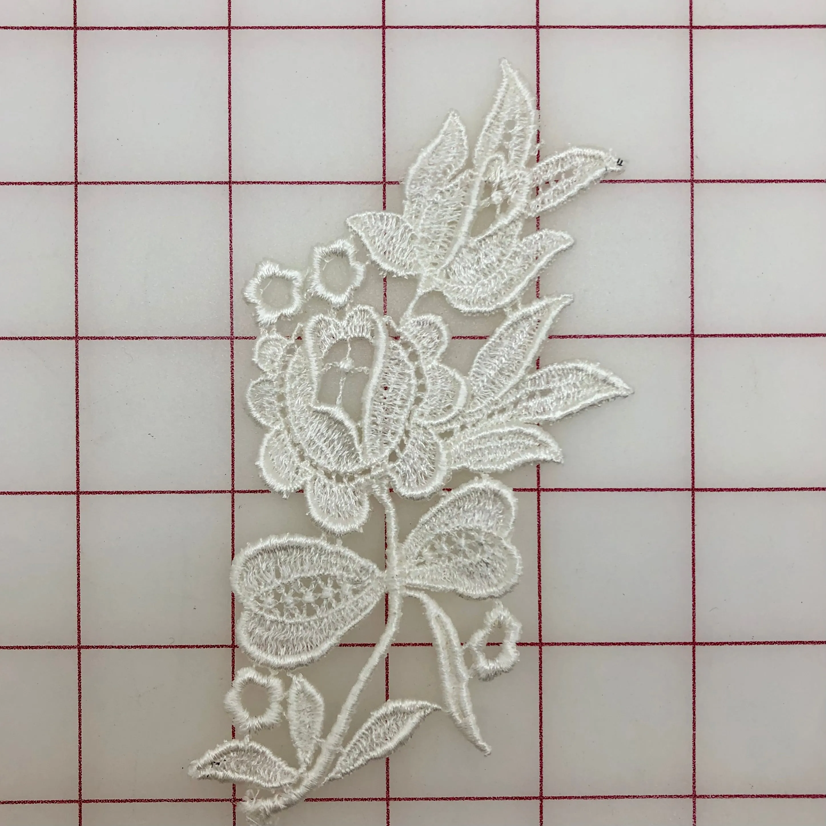 Applique - White Embroidered Flower Design Dyeable Close-Out Only One Left!