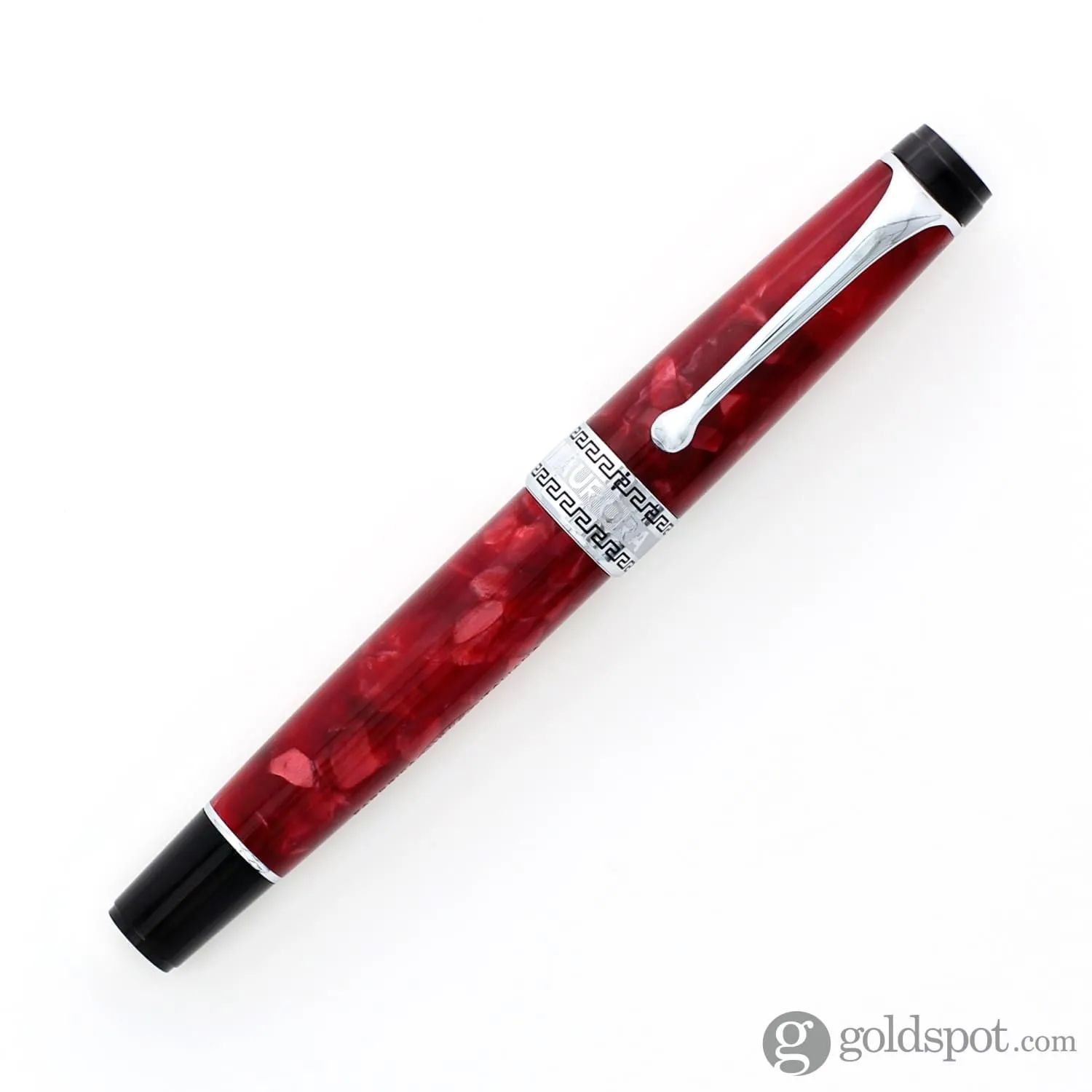 Aurora Optima Fountain Pen in Rossa Red with Chrome Trim - 14K Gold