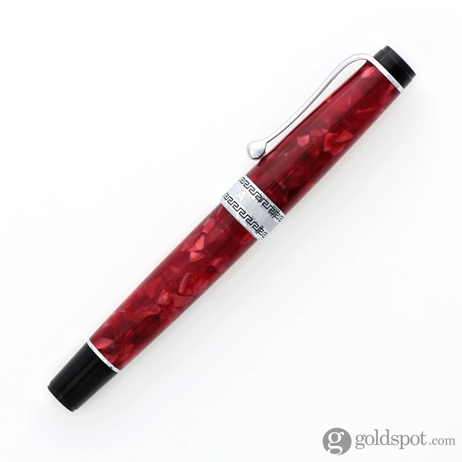 Aurora Optima Fountain Pen in Rossa Red with Chrome Trim - 14K Gold