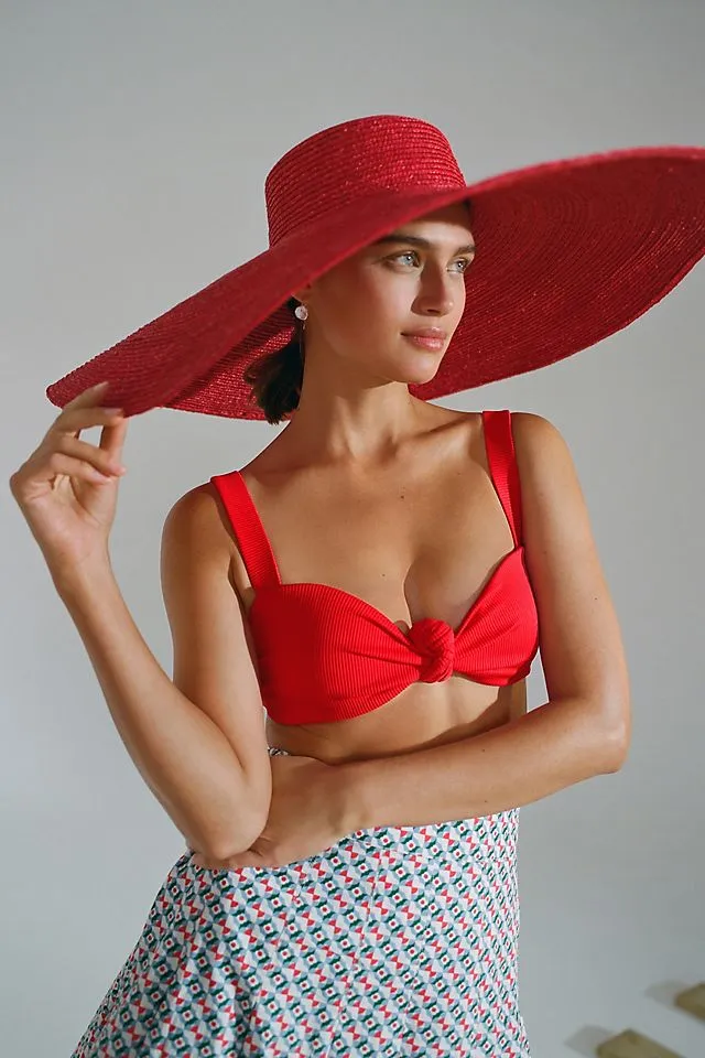 Beach Riot Sophia Ribbed Bikini Top, holiday red