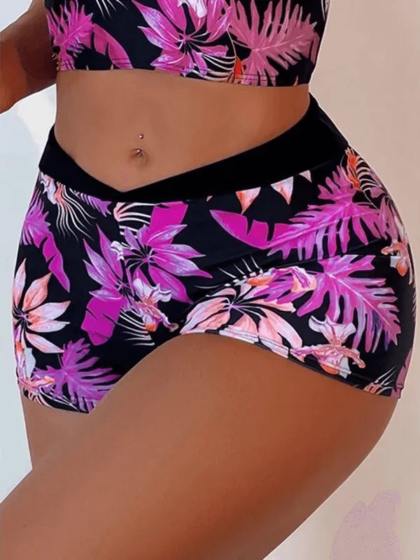 Beach Women's Two-piece Swimsuit with Floral Print - SF1876