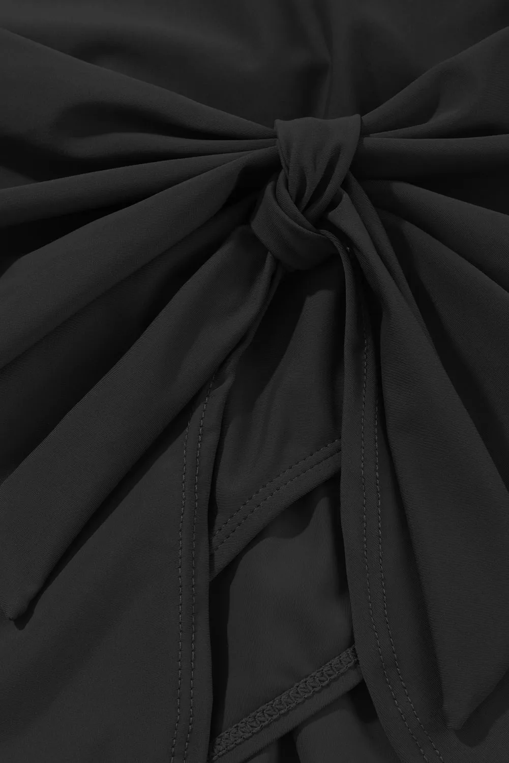 Black Knotted Split Skirt One Piece Swim Dress