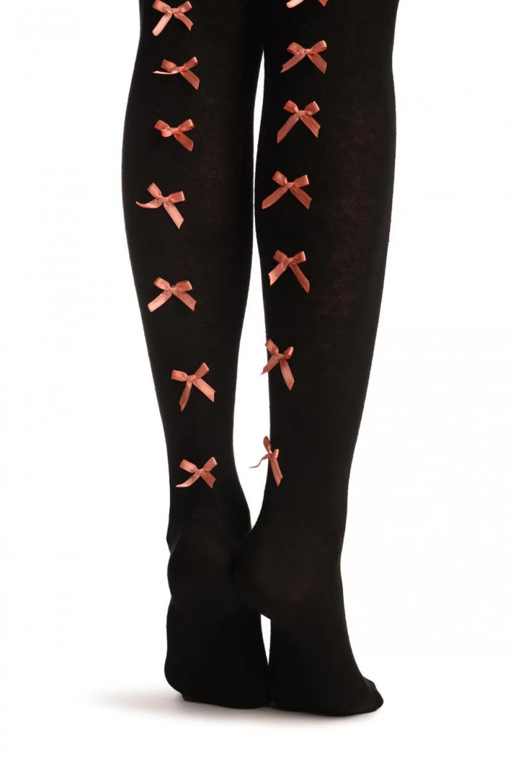 Black With Champagne Pink Satin Bows At The Back