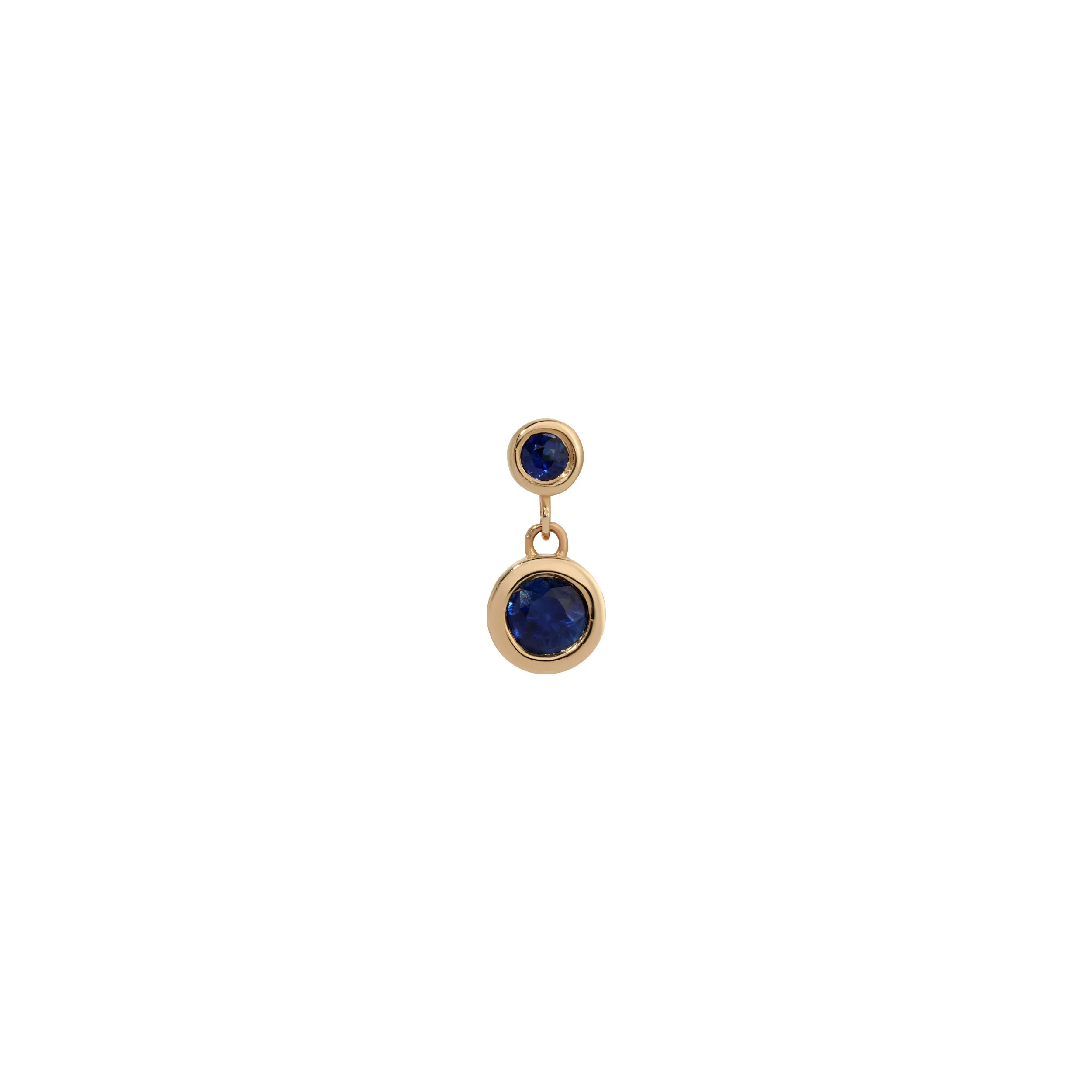 Blue Sapphire 2 Bezel Dangle Earring (Single)