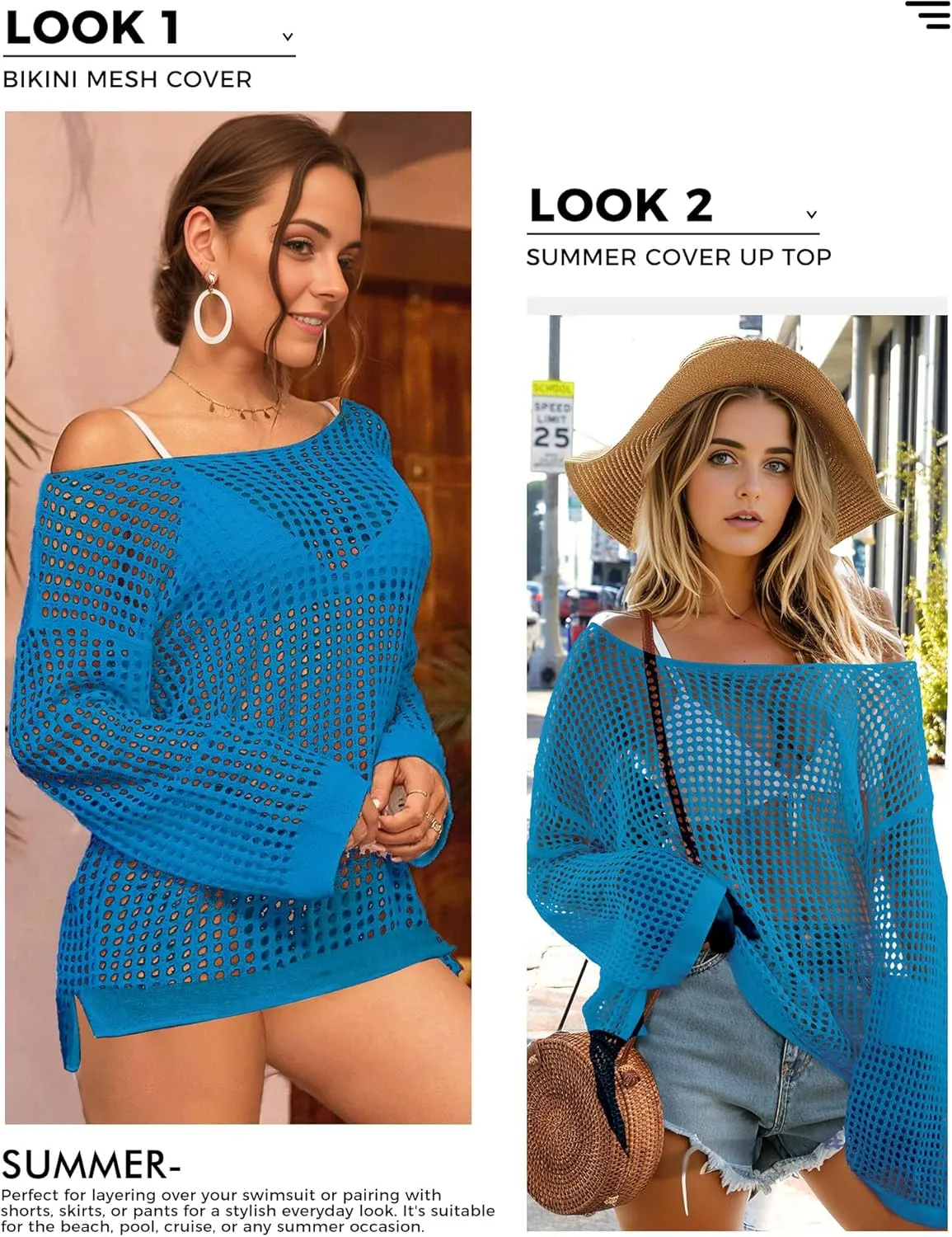 Buauty Women's Swimsuit Crochet Cover Up | Bathing Suit Swimwear Short Sleeve Knit Beach Dress Summer Vacation Outfits