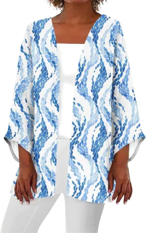 Cardigan Sweater for Womens Retro Print 3/4 Sleeve Blouse Tops Coat Casual Duster Cardigans Lightweight Jackets