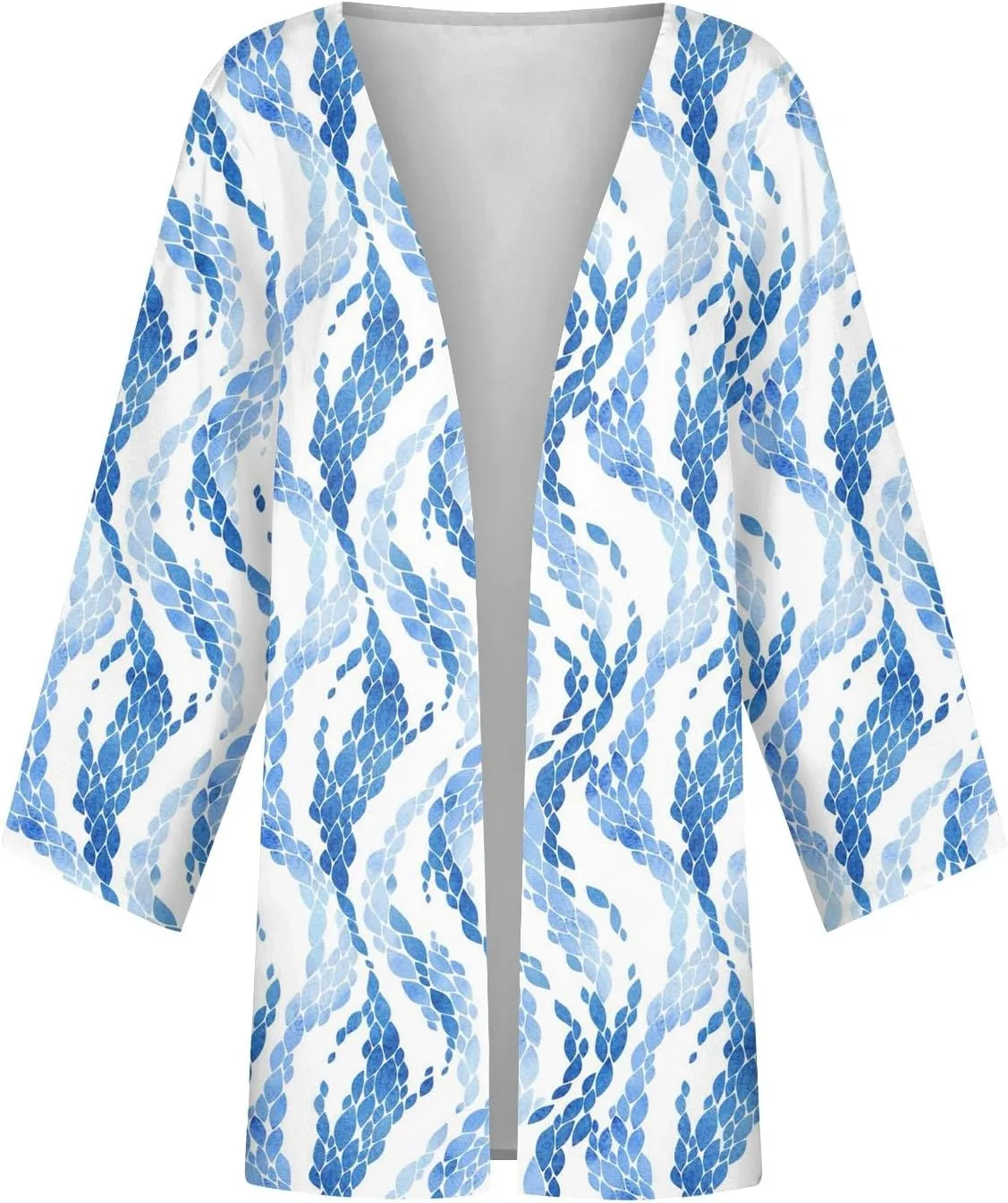 Cardigan Sweater for Womens Retro Print 3/4 Sleeve Blouse Tops Coat Casual Duster Cardigans Lightweight Jackets