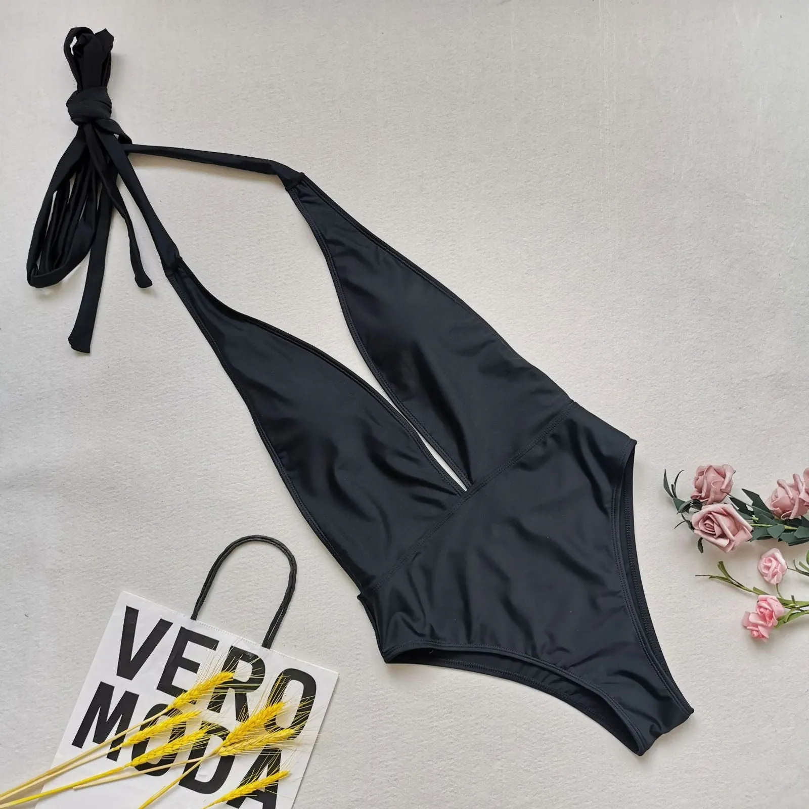 Chesty Cross Tie Snakeskin One-piece Swimsuits
