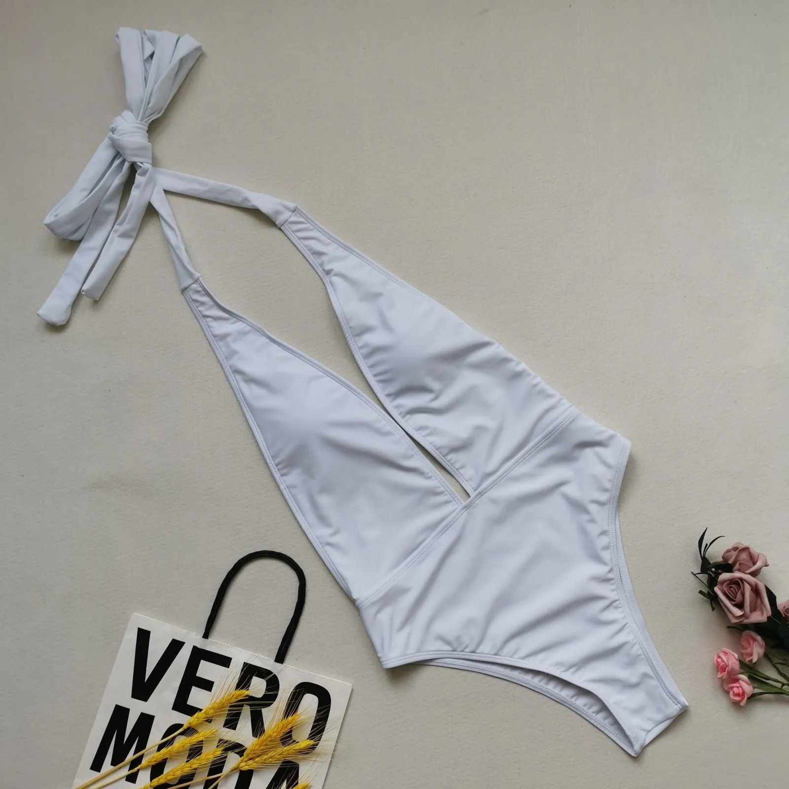 Chesty Cross Tie Snakeskin One-piece Swimsuits