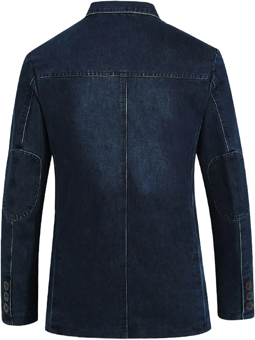 chouyatou Men's Classic Notched Collar 3 Button Tailoring Distressed Denim Blazer Jacket