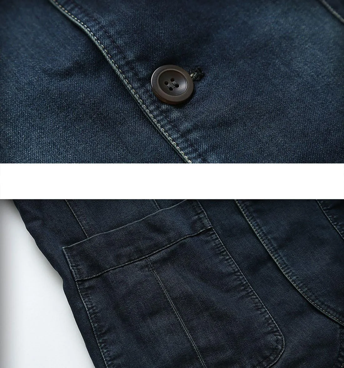 chouyatou Men's Classic Notched Collar 3 Button Tailoring Distressed Denim Blazer Jacket