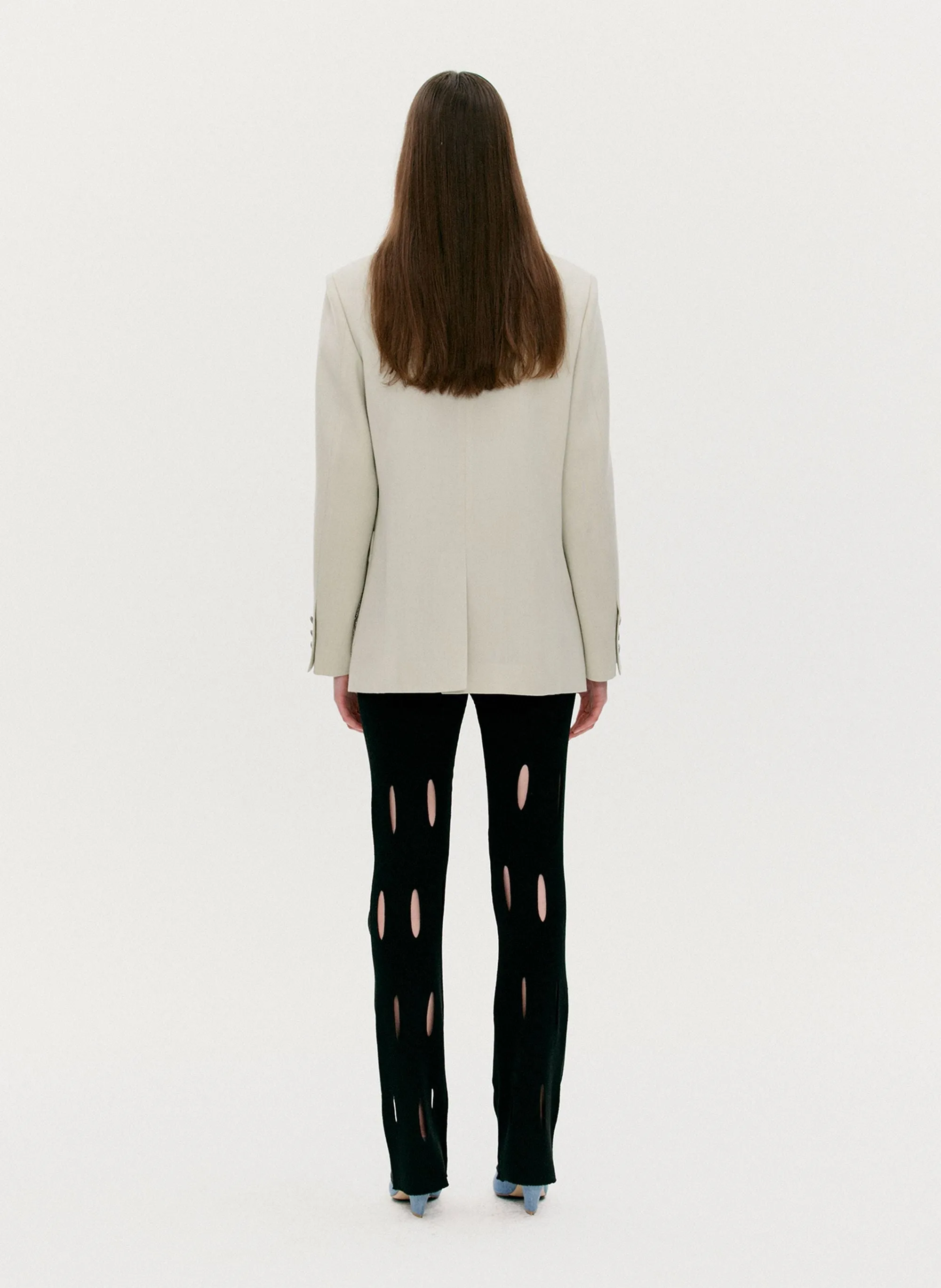 Cut-Out Knit Pants - black