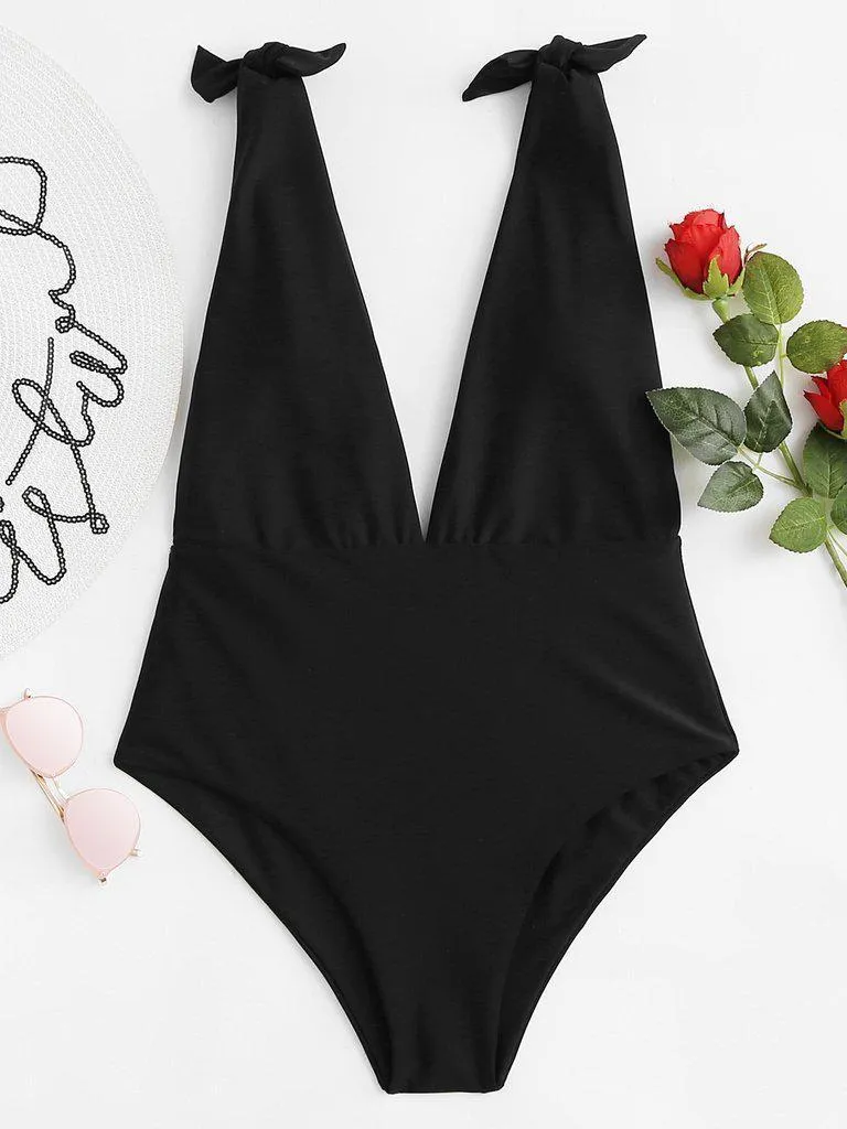 Deep V Plunge Neck Swimsuit