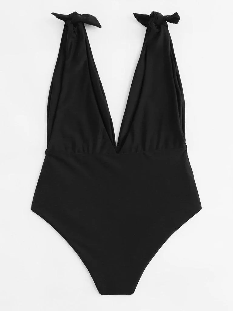 Deep V Plunge Neck Swimsuit