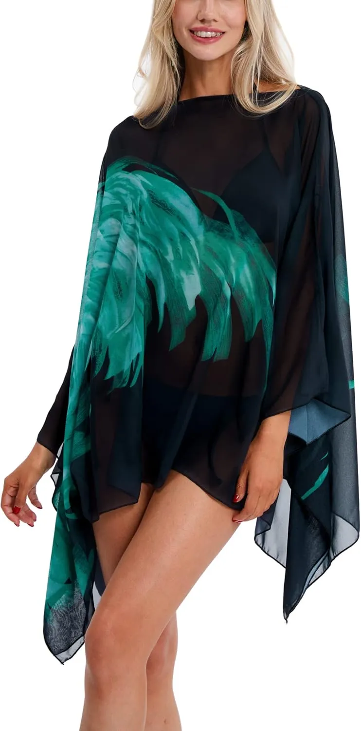 DJT Women's Summer Beach Bikini Bathing Suit Cover Ups Swimsuit Coverup for Women Chiffon Blouses Tunic Top