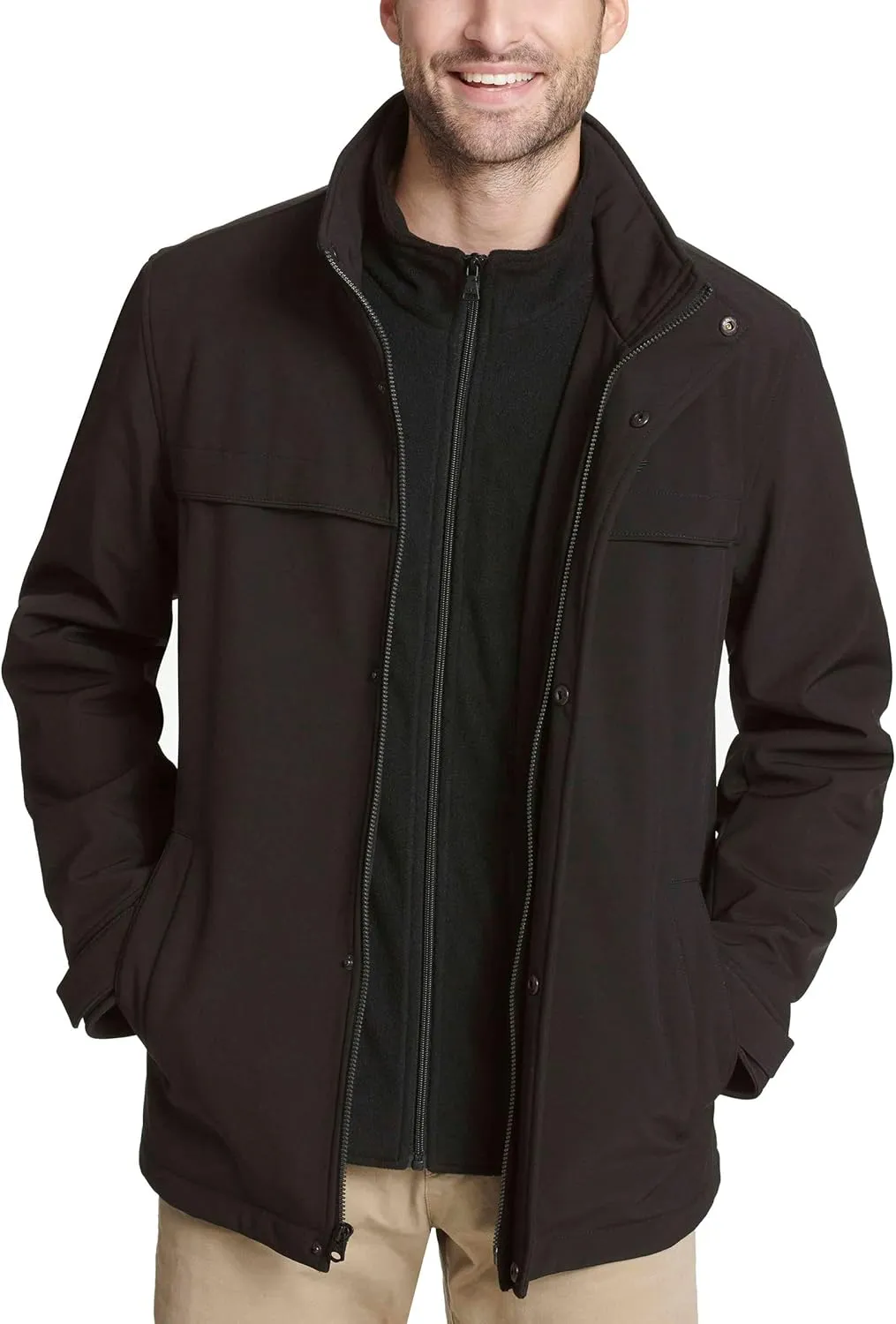 Dockers Men's Dwight Soft Shell Bib Jacket