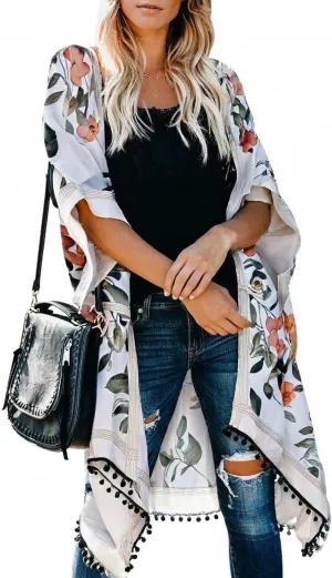 Dokotoo Womens 2025 Summer Beach Hawaiian Vacation Long Kimono Cardigans Swimsuits Cover ups