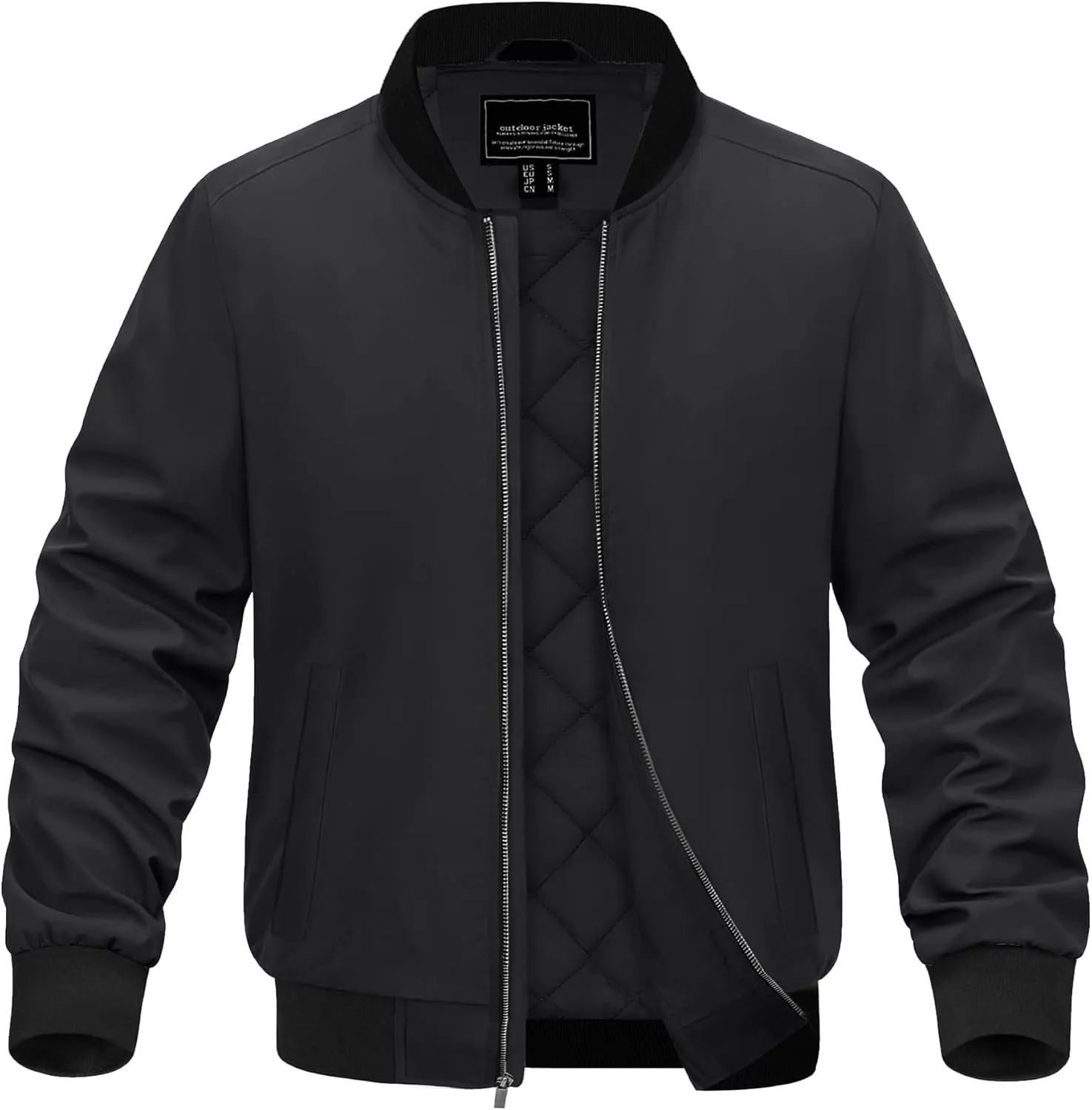 EKLENTSON Men's Bomber Jacket Thermal Quilted Lined Jacket Warm Winter Coats Full Zip Windbreaker Casual Jackets with Pockets