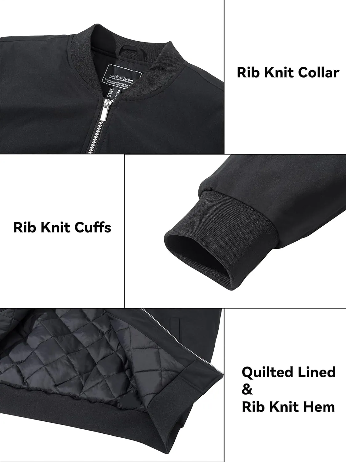 EKLENTSON Men's Bomber Jacket Thermal Quilted Lined Jacket Warm Winter Coats Full Zip Windbreaker Casual Jackets with Pockets