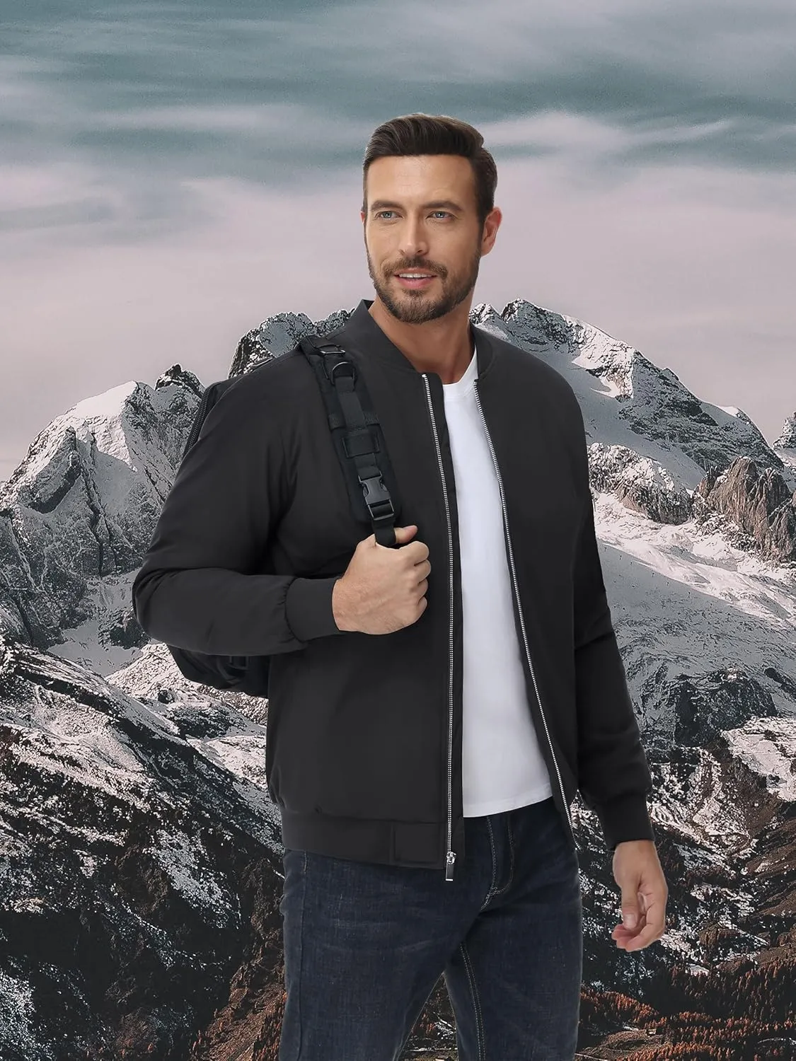 EKLENTSON Men's Bomber Jacket Thermal Quilted Lined Jacket Warm Winter Coats Full Zip Windbreaker Casual Jackets with Pockets