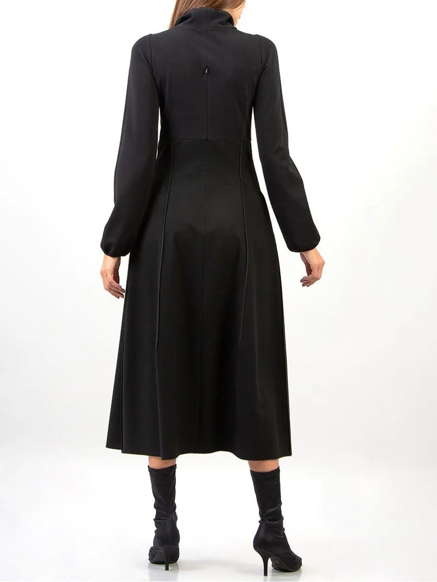 Elegant High Neck Long Sleeve Dress