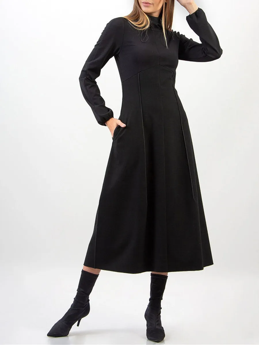 Elegant High Neck Long Sleeve Dress